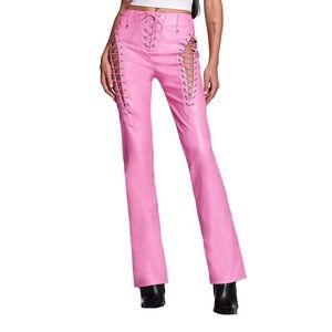 Pink leather pants never been worn before. Product is from I am gia